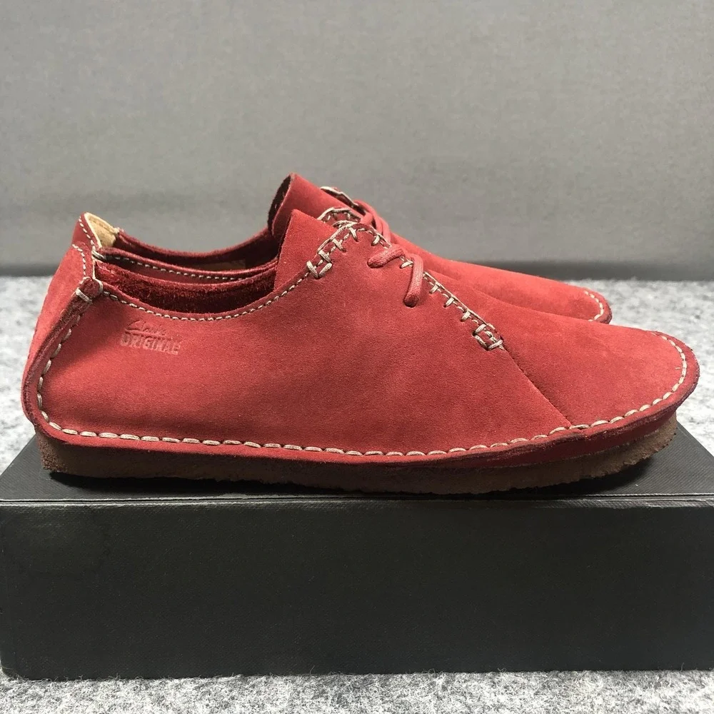 Clarks Ashton Originals Shoes Mens 7 Red Suede Crepe Sole Lace Up Casual Oxfords